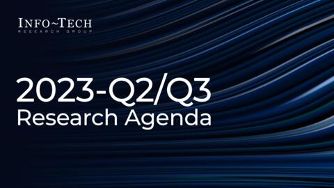 Quarterly Research Agenda representing Info-Tech​ Quarterly Research Agenda Outcomes​ Q2/Q3 2023