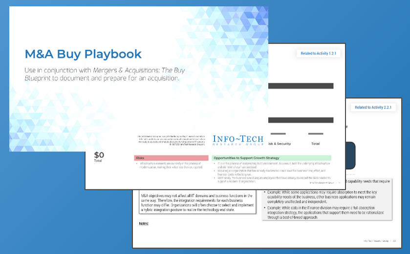 Screenshots of the 'M and A Buy Playbook' deliverable.