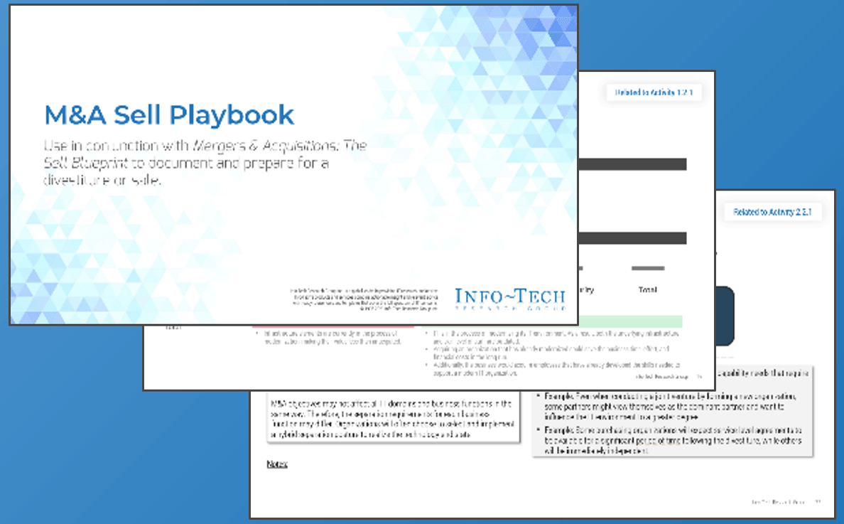 Screenshots of the 'M and A Sell Playbook' deliverable.