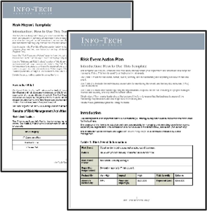 Samples of the Risk Report & Risk Event Action Plan blueprints.