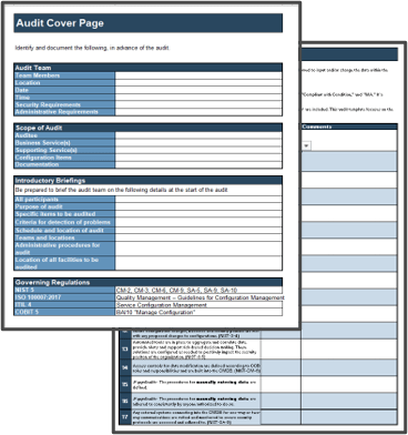 Screenshot from the Configuration Management Audit and Validation Checklist